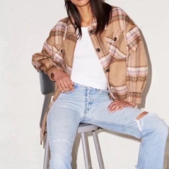 LNA | PLAID WOOL SHACKET - Picture 2 of 9